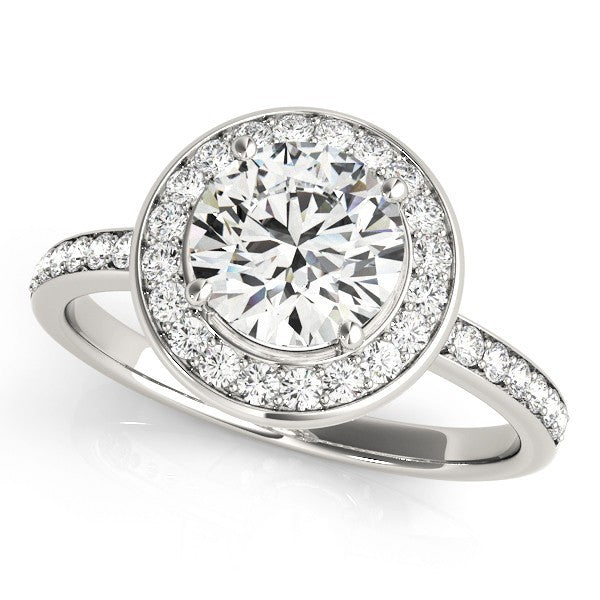 Lab Grown Round Diamond Halo Engagement Ring 