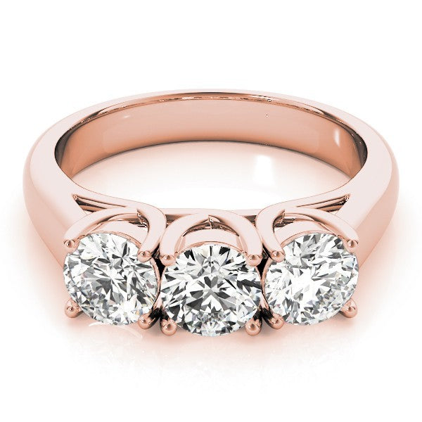 2.00Ct Claw Set Lab Grown Round Diamond 3 Stone Engagement Ring Platinum