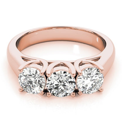 2.00Ct Claw Set Lab Grown Round Diamond 3 Stone Engagement Ring Platinum