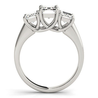 Lab Grown Emerald Cut Diamond Ring 18K Yellow Gold Trilogy Ring
