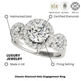 Lab Grown Round Cut Diamond Halo Engagement Ring 