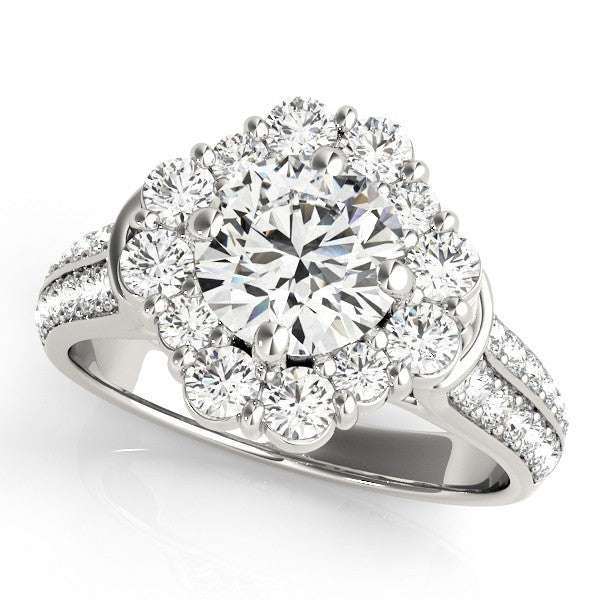 Lab Grown Round Cut Diamond Halo Engagement Ring