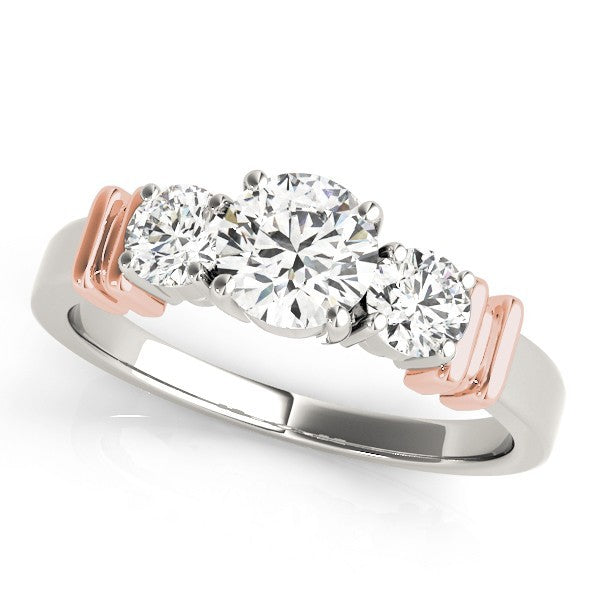 2.00Ct Lab Grown Round Diamond 3 Stone Engagement Ring Platinum - Two Tone