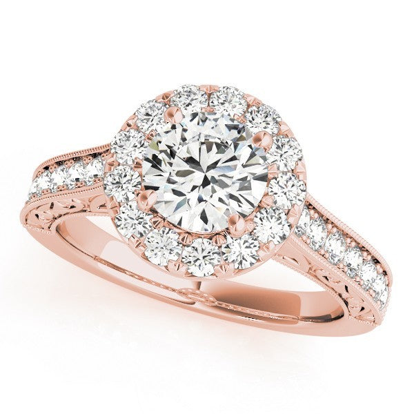 Lab Grown Round Diamond Halo Engagement Ring