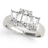 2.00 ct Emerald DE/VS Lab-Grown Diamond Trilogy Engagement Ring in 18K White Gold