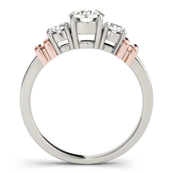 2.00Ct Lab Grown Round Diamond 3 Stone Engagement Ring Platinum - Two Tone