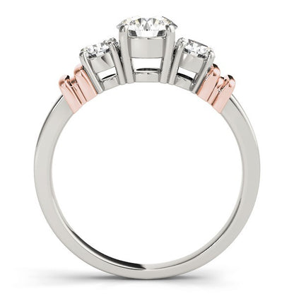 2.00Ct Lab Grown Round Diamond 3 Stone Engagement Ring Platinum - Two Tone