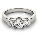 Lab Grown Round Diamond 3 Stone Engagement Ring Platinum