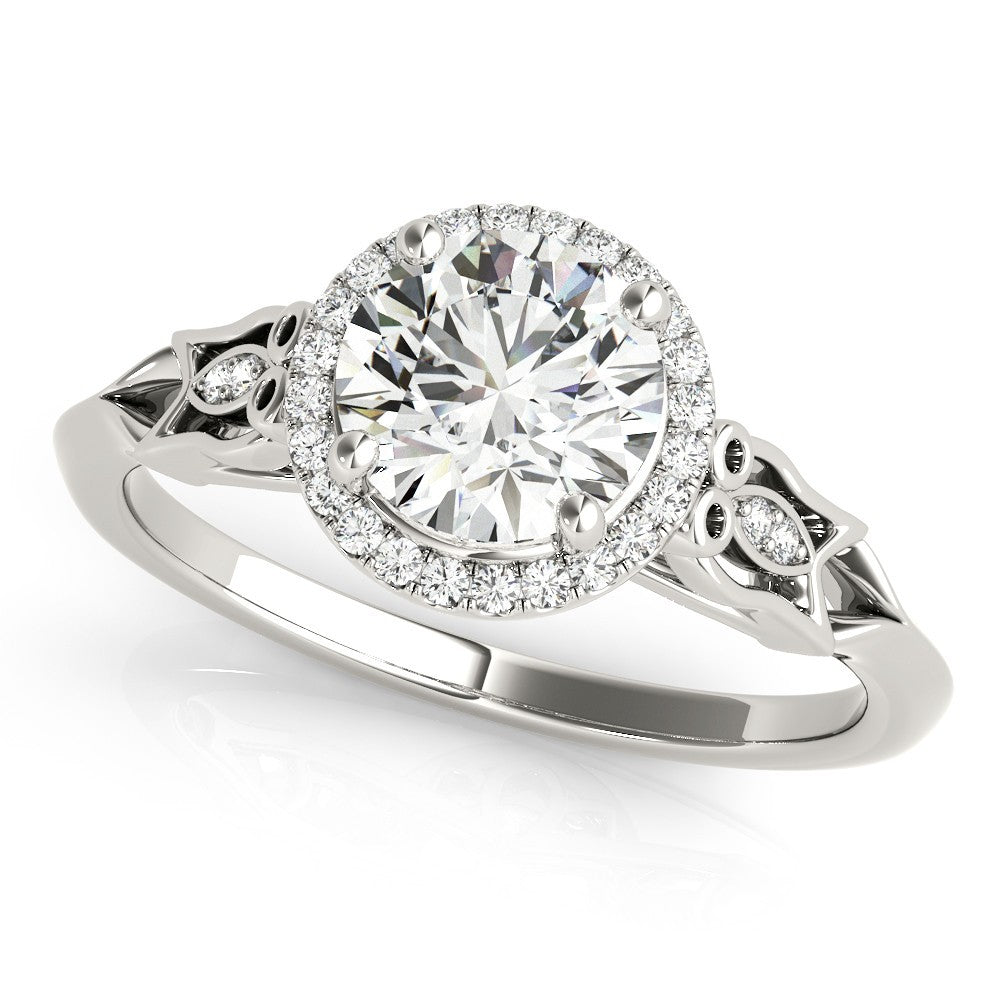 0.50-2.00 Ct DE/VS Lab-Grown Diamond Halo Engagement Ring in Platinum