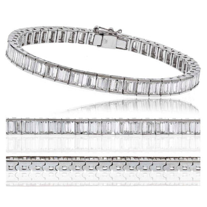 Best Sale 5 Carat Natural Baguette Cut Diamond Tennis Bracelet 18k White Gold