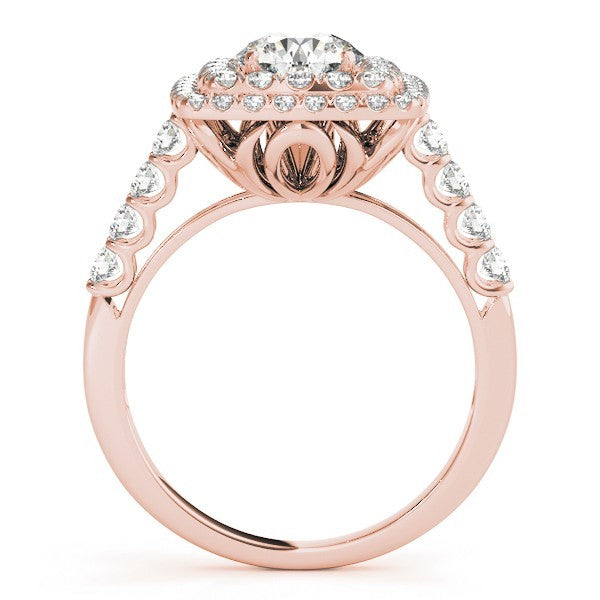 Lab Grown Round Cut Diamond Halo Engagement Ring 