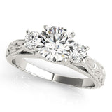 Lab Grown Round Diamond Art Designer 3 Stone Engagement Ring Platinum