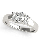 Lab-Grown Oval Cut Diamond Trilogy Engagement Ring 18K White Gold