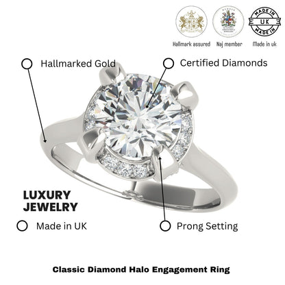 Lab-Grown Diamond Halo Engagement Ring 