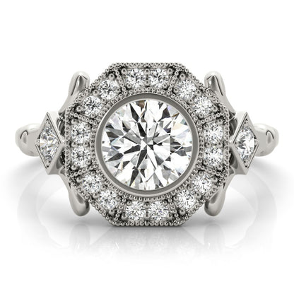 Lab-Grown Diamond Halo Engagement Ring in Platinum