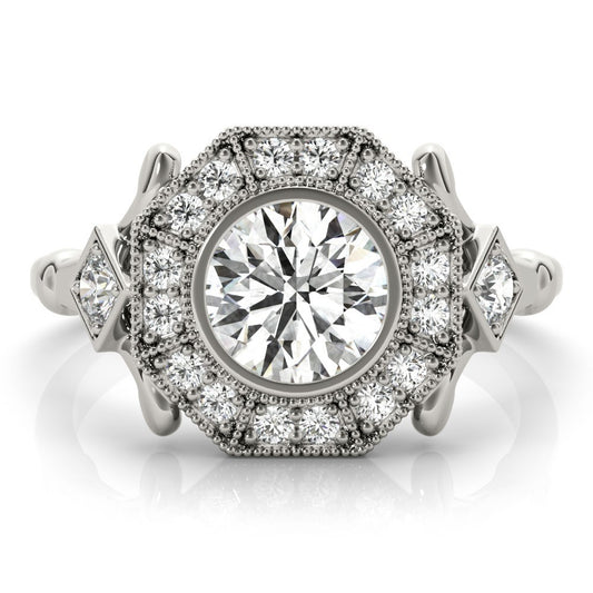 Lab-Grown Diamond Halo Engagement Ring in Platinum