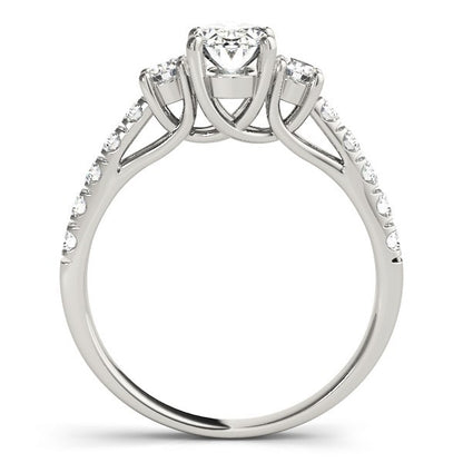 2.00CT Lab Grown Oval Diamond Trilogy Engagement Ring Platinum