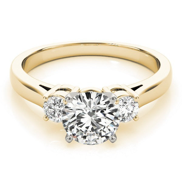 Gold ring with a diamond on a white background