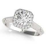 Lab Grown Round Diamond Halo Engagement Ring 18K White Gold