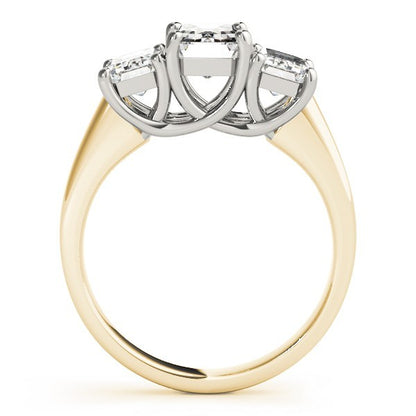 Lab Grown Emerald Cut Diamond Ring 18K Yellow Gold Trilogy Ring