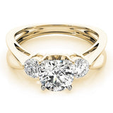 Lab Grown Round Cut Diamond Designer Trilogy Engagement Ring Platinum