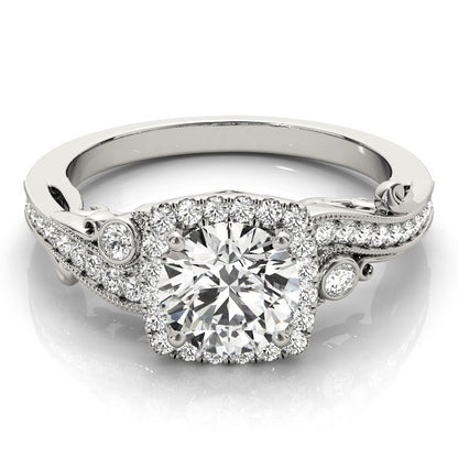 Lab Grown Round Diamond Halo Engagement Ring