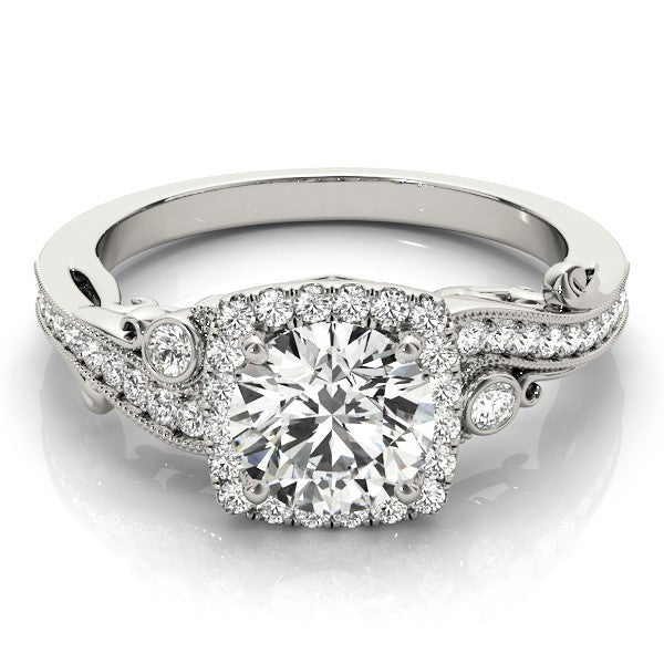 Lab Grown Round Diamond Halo Engagement Ring