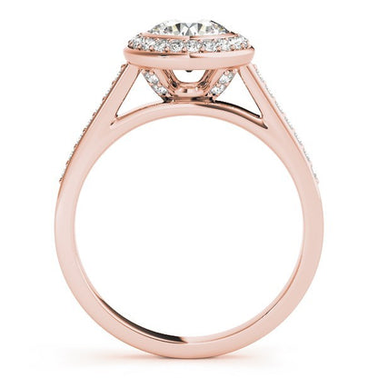 Lab Grown Round Cut Diamond Halo Engagement Ring
