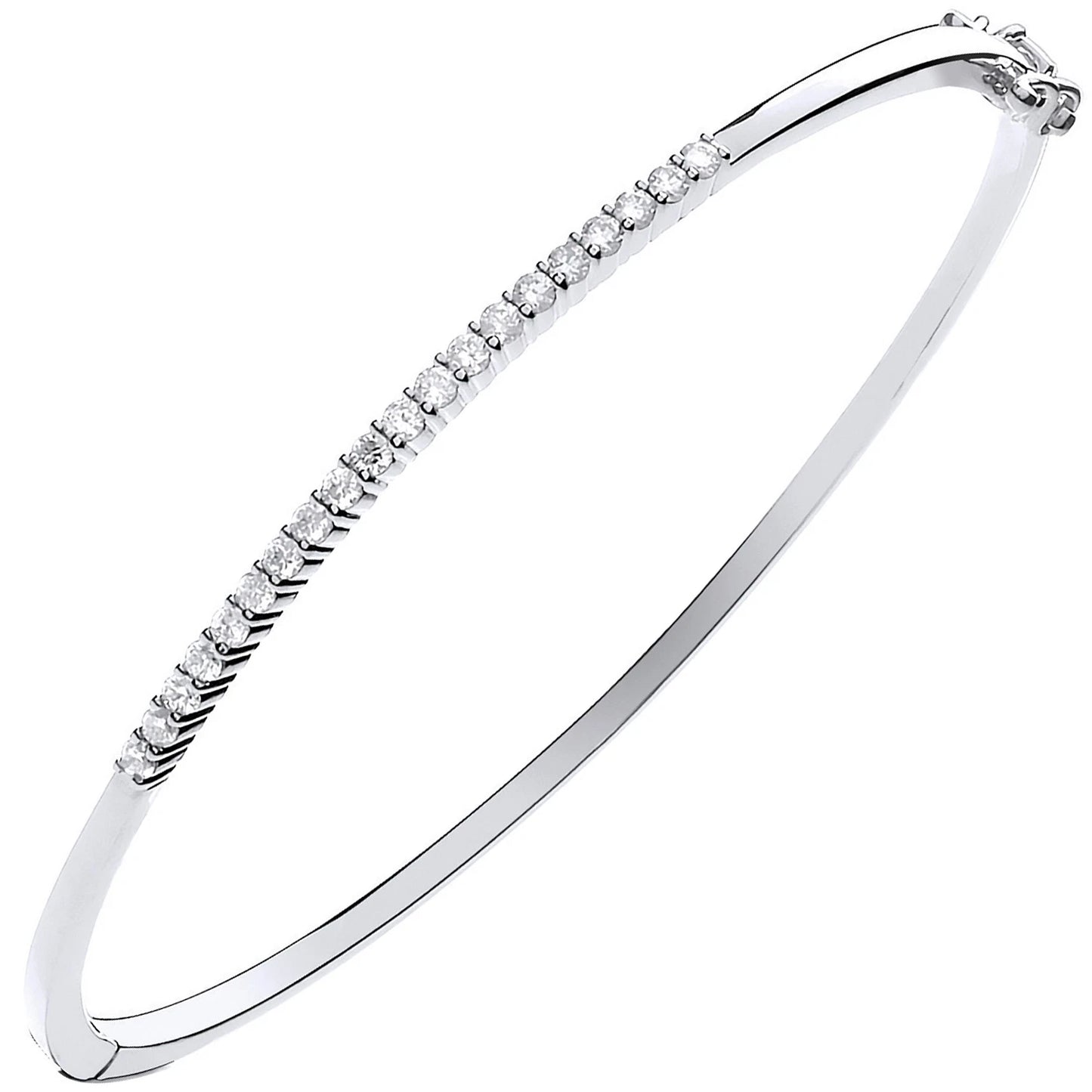 0.50Ct Natural Round Cut Diamond Claw-set Bangle in White Gold