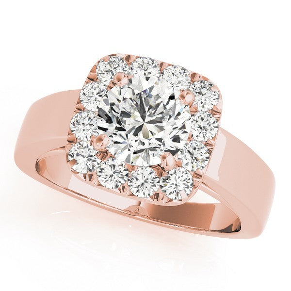 Lab Grown Round Cut Diamond Halo Engagement Ring