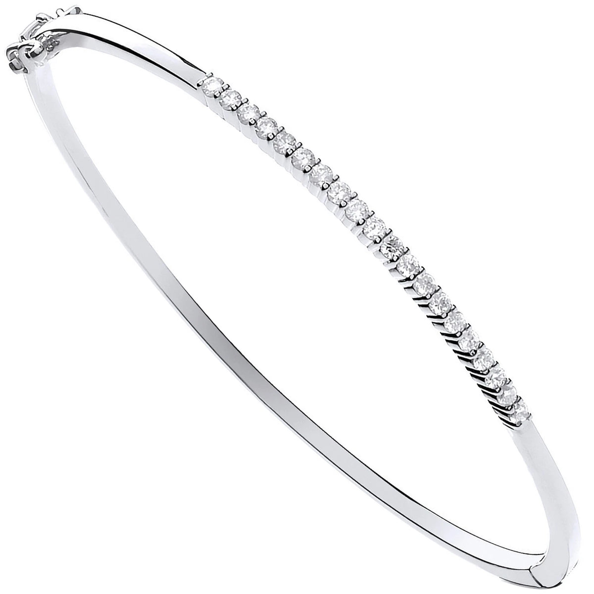 0.50Ct Natural Round Cut Diamond Claw-set Bangle in White Gold