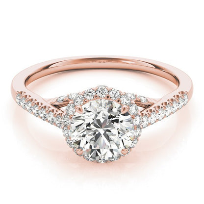 Lab Grown Round Diamond Halo Engagement Ring 18K Yellow Gold