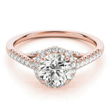 Lab Grown Round Diamond Halo Engagement Ring 18K Yellow Gold