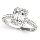 Lab Grown Emarald Diamond Halo Engagement Ring