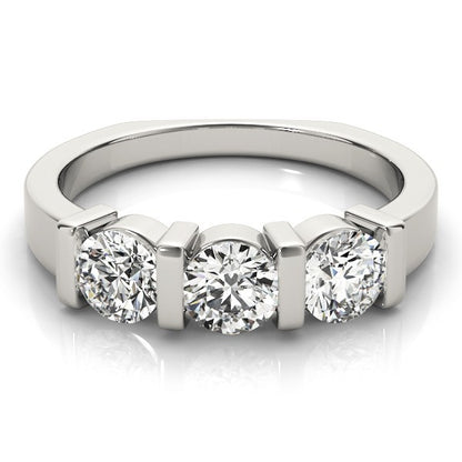 2.00Ct Lab Grown Round Diamond Bar Set 3 Stone Engagement Ring Platinum