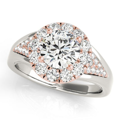 Lab Grown Round Diamond Halo Engagement Ring 18K White Gold