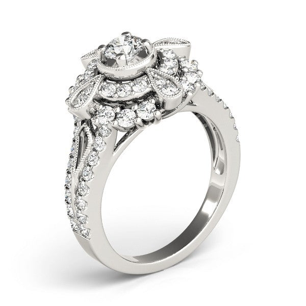 Lab Grown Round Diamond Halo Engagement Ring