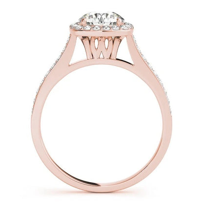 Lab Grown Round Cut DE/VS Diamond Halo Engagement Ring