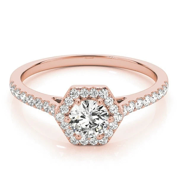 Lab Grown Round Diamond Halo Engagement Ring