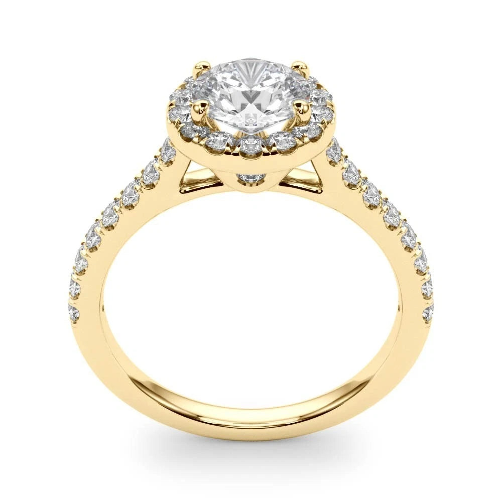 Lab Grown Round Cut  Diamond Halo Engagement Ring