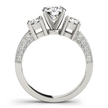 Lab Grown Round Diamond Trilogy Engagement Ring Platinum 2CT DE/VS