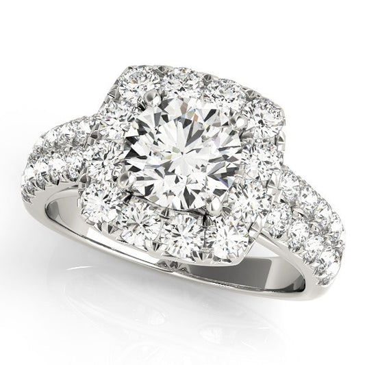 Lab Grown Round Cut Diamond Halo Engagement Ring