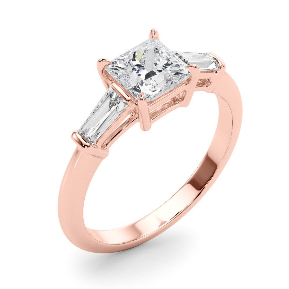 Lab-Grown Square Cut Diamond 3 Stone Engagement Ring