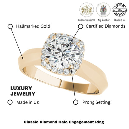 Lab-Grown Diamond Halo Engagement Ring