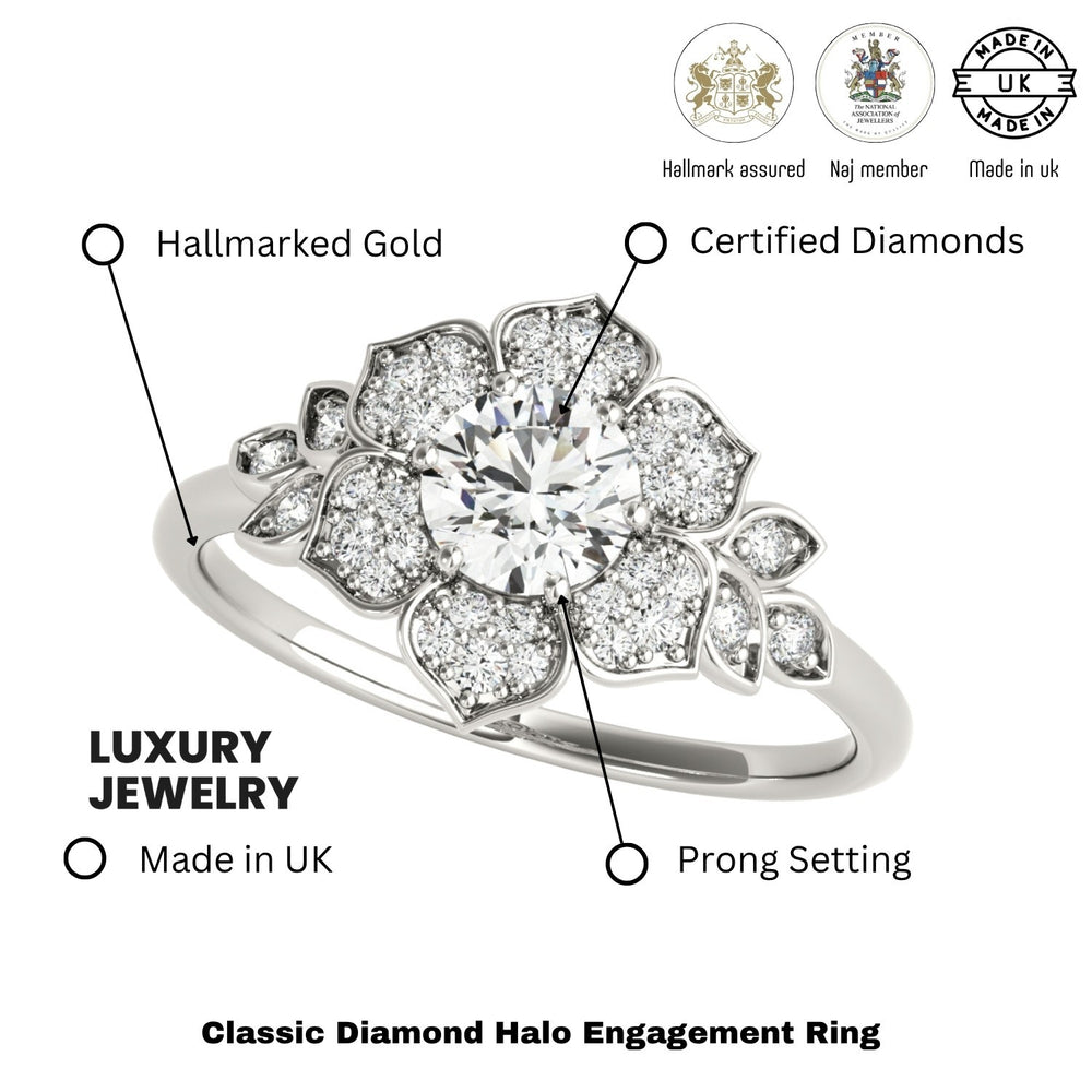 Lab-Grown Diamond Halo Engagement Ring in Platinum