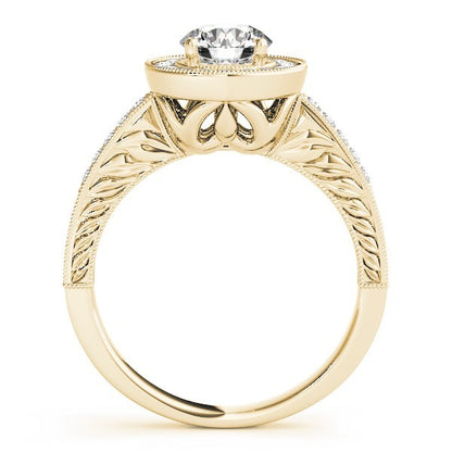 Lab Grown Round Cut Diamond Halo Engagement Ring 