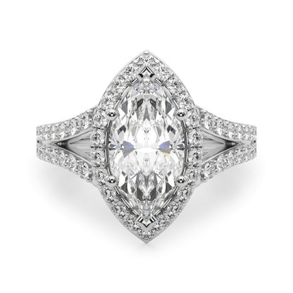 2.00Ct DE/VS Lab Grown Marquise Diamond Halo Engagement Ring Platinum