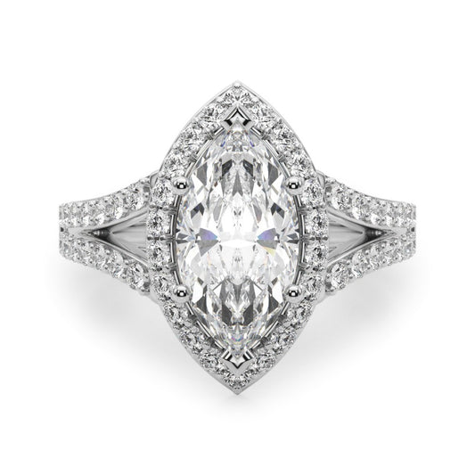 2.00Ct DE/VS Lab Grown Marquise Diamond Halo Engagement Ring Platinum