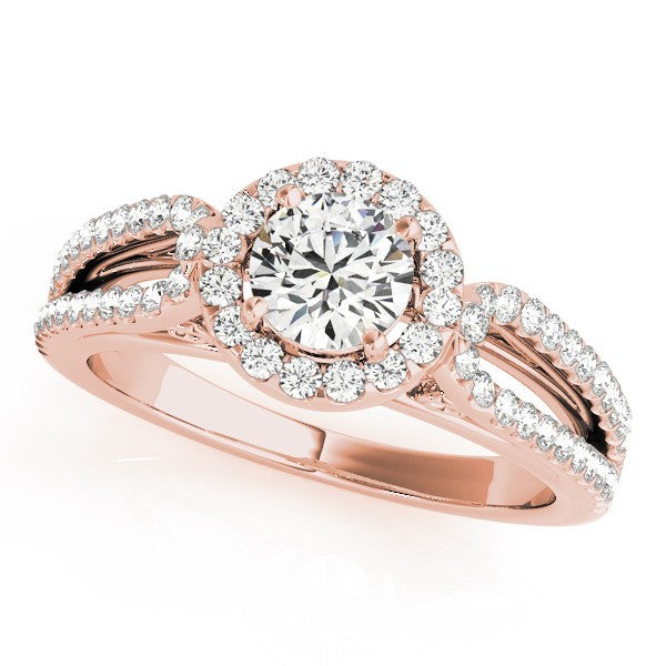 Lab Grown Round Diamond Halo Engagement Ring 18K White Gold