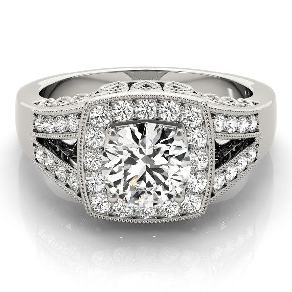 Lab Grown Round Diamond Halo Engagement Ring